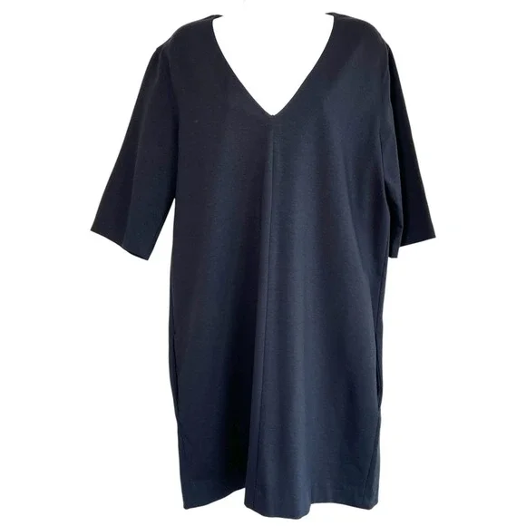 The Row Short V-Neck Shift Dress Pockets Size L Versatile Little Black Dress - Picture 1 of 6